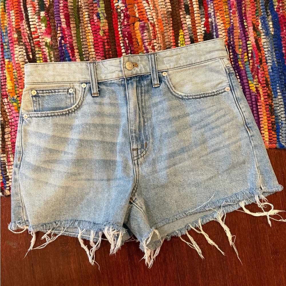 Madewell Blue Jean Shorts Distressed Cut-Off Hem